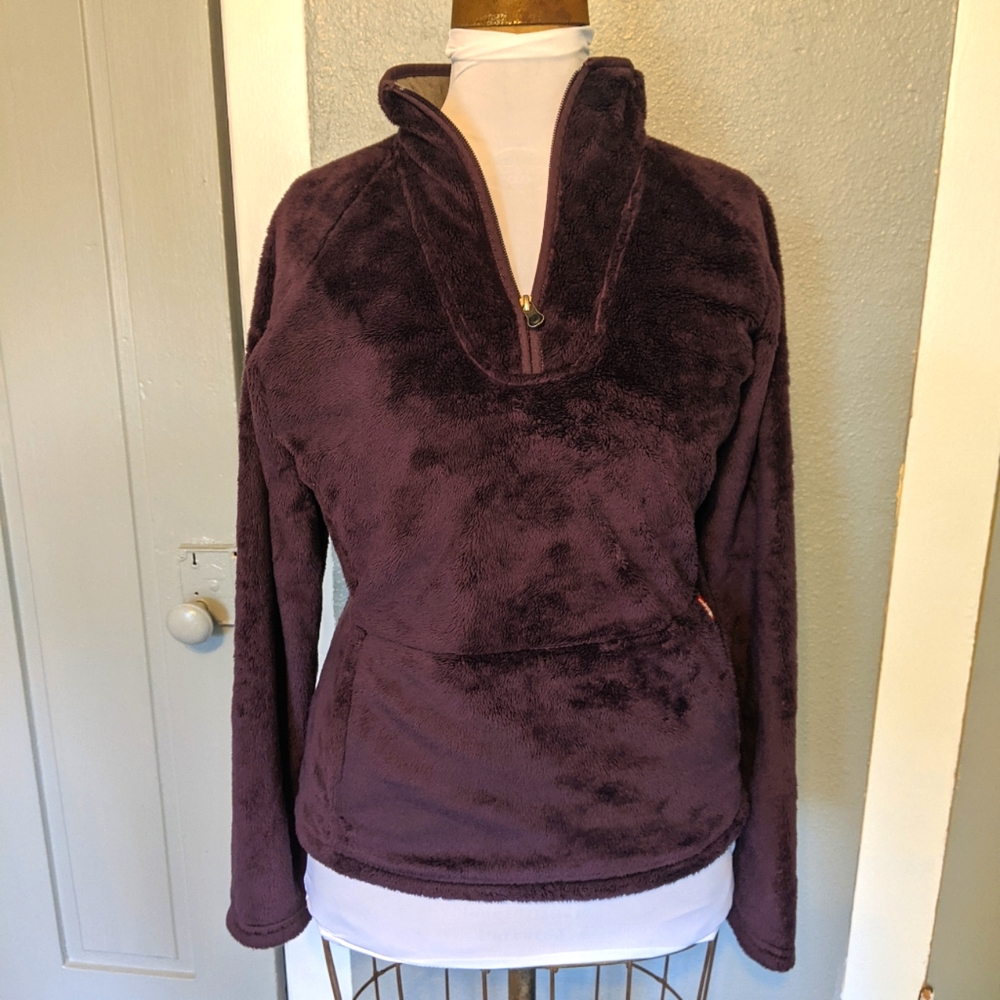 The North Face 1/4 zip pullover purple fleece, size large